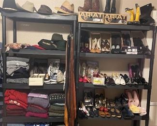 Hats, scarfs, sweaters and shoes.                 Shoe sizes range from 4.5 to 6 boots 8.5