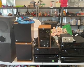 ONKYO - stereo equipment $80-$175 per component. Design Acoustics speakers $200 pair. Klipsch speaker $150.  Design Acoustics subwoofer $125. X-Can headphone amplifier $125