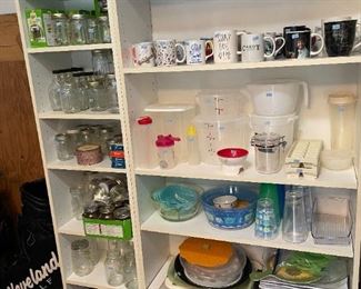 Canning supplies, plastic ware, mugs