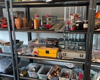 Tool boxes, hardware, nails, screws, tape, hand tools, vacuums 