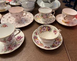 English teacups and saucers