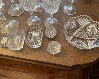 Misc. salt cellars and cut glass
