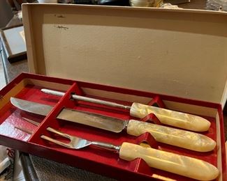 Hull carving set - stainless steel with lucite handles.  Vintage 1960s