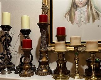 Lots of candlesticks and other home decor