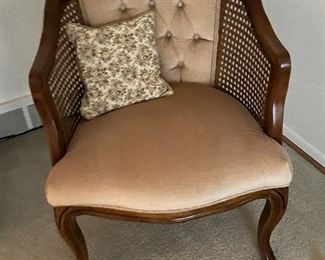 Rattan and velvet chair