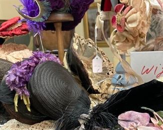 The black straw hat is from the late 1800’s. Nice doll hats