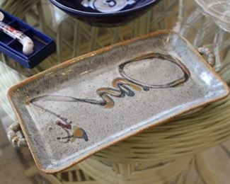 Signed pottery tray