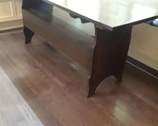 Tilt top monk's bench table