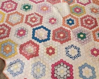 Grandmothers flower garden quilt ( as is)