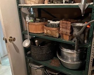 Canning items 
Metal grinder 
Strawberry cups