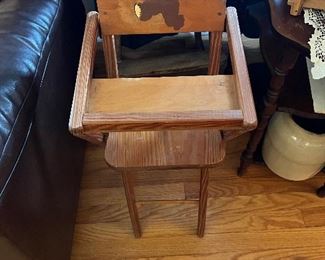 Wooden doll high chair 
