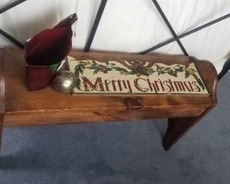 Wood bench; Christmas decor