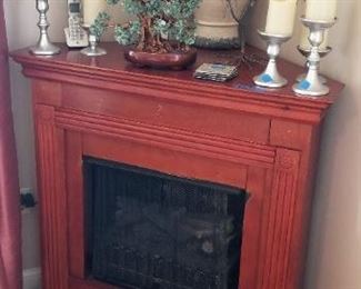 Corner fireplace with remote