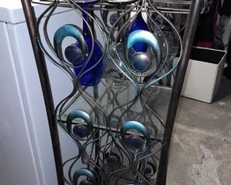 Peacock Feathers Wine Glass Holder Metal Rack