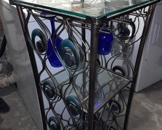 Peacock Feathers Wine Glass Holder Metal Rack