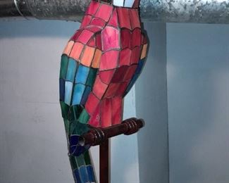 STUNNING Life Size Parrot Stained Glass Lamp