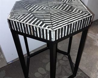 Mother Of Pearl Black And White End Table