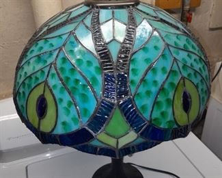 Peacock Feather Stained Glass Lamp