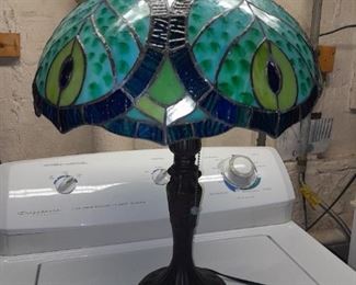 Peacock Feather Stained Glass Lamp