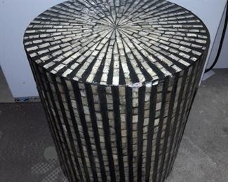 Mother Of Pearl Black And White End Table