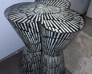 Mother Of Pearl Black And White End Table