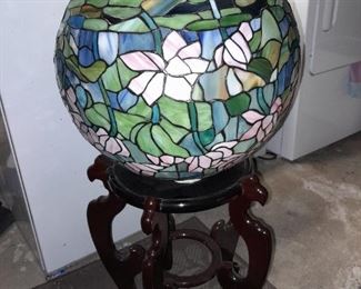 Stained Glass Ball Planter On Stand