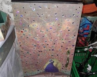 STUNNING Peacock Rhinestone Cabinet