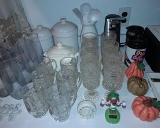 Assorted Kitchen Items (Glassware, China, Dishware, Pots & Pans, Etc.)