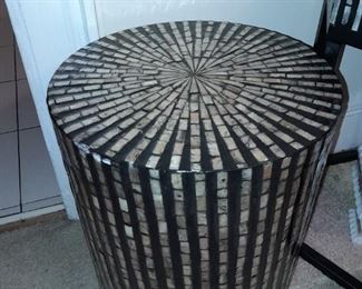 Mother Of Pearl Black And White End Table