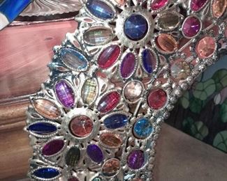 Large Floral Stone Mirror