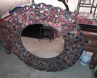 Large Floral Stone Mirror