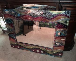 Large Mosaic Framed Mirror