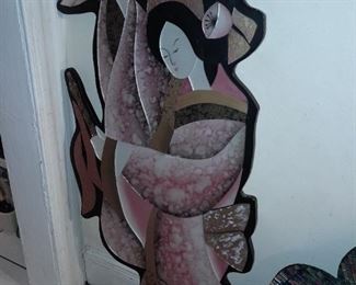 Beautiful 3D Geisha Wall Art