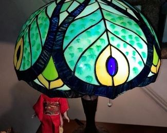 Peacock Feather Stained Glass Lamp