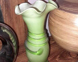 Green Art Glass Vase