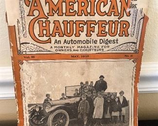 Dining Room:  This is a May, 1915 edition of "The American Chauffeur-An Automobile Digest."  Chauffeurs have been around for as long as humans needed transportation.  It was often associated with the wealthy who could afford the luxury, but today we all have access to UBER!