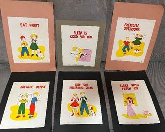 Bedroom #4:  Remember these? Vintage health posters for the classroom.  Each one is separately priced.  They would be fun framed. 