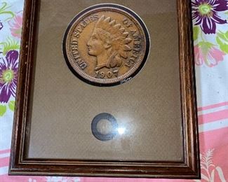 1907 Penny Framed Art $25.00