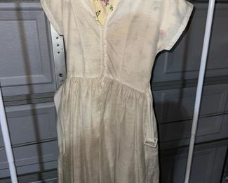 White Dress with Floral underneath and Belt $8.00