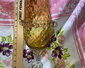Amber Glass Vase 16 inches tall $18.00
