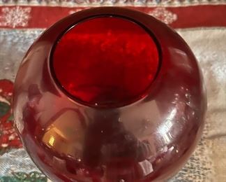 Ruby Glass Rose Bowl 5 inches tall $12.00