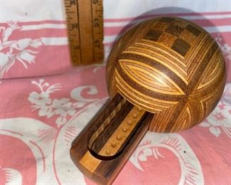 Round Wood Ball with Secret Drawer Puzzled Box $12.00