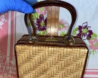 Lucite Handle Basket Weave Purse $45.00