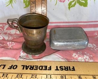 Metal Soap Container and Expanding Cup $9.00
