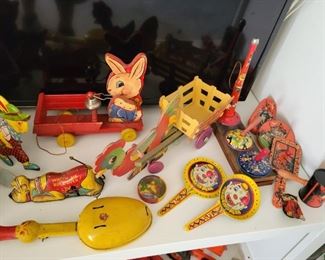 Old Tin Litho Halloween, Easter Noisemakers etc