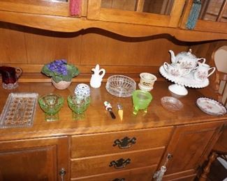 green glass, tea set and more