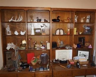 Ethan Allen desk and shelf unit, decor