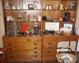Ethan Allen desk and hutch cabinet