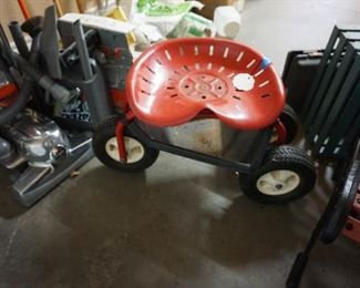 tractor seat garden trolley