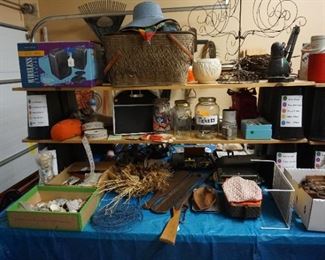 shells, cucko clock, picnic basket